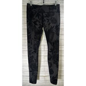Lululemon Wunder Under Pant Sz "L" Brisk Bloom Floral Black‎ Soot Gray Pocket